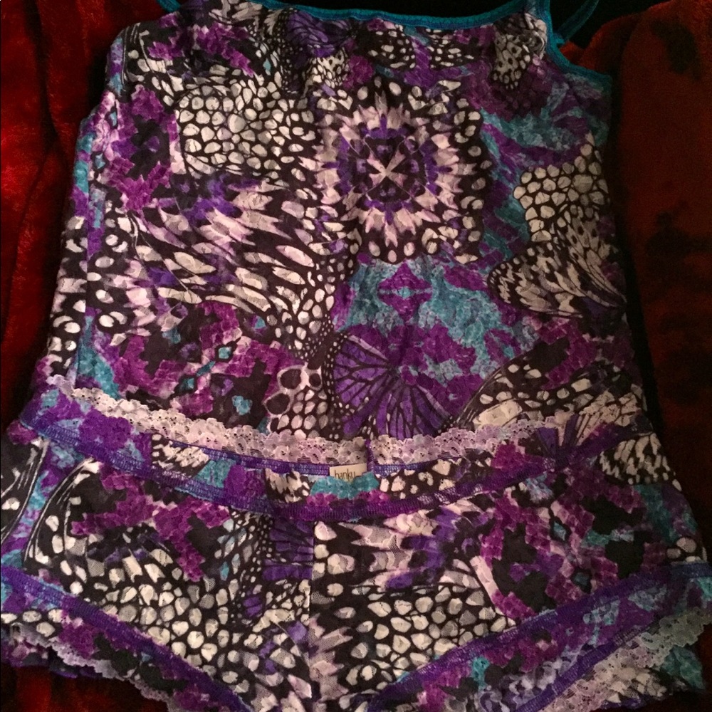 Hanky Panky Butterfly Tank and Boyshort Set LG PRICED AS MARKED